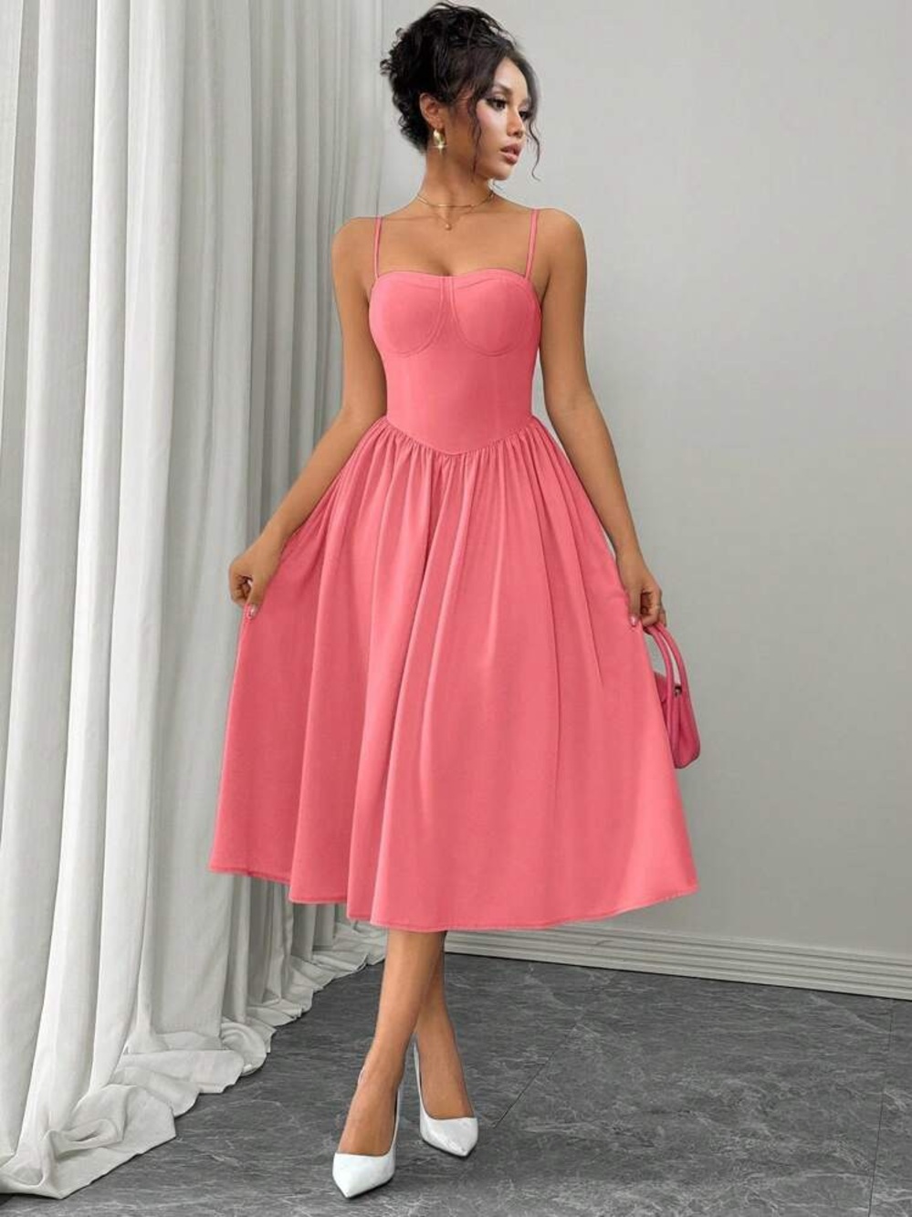 Coral Pink Spaghetti Strap Dress